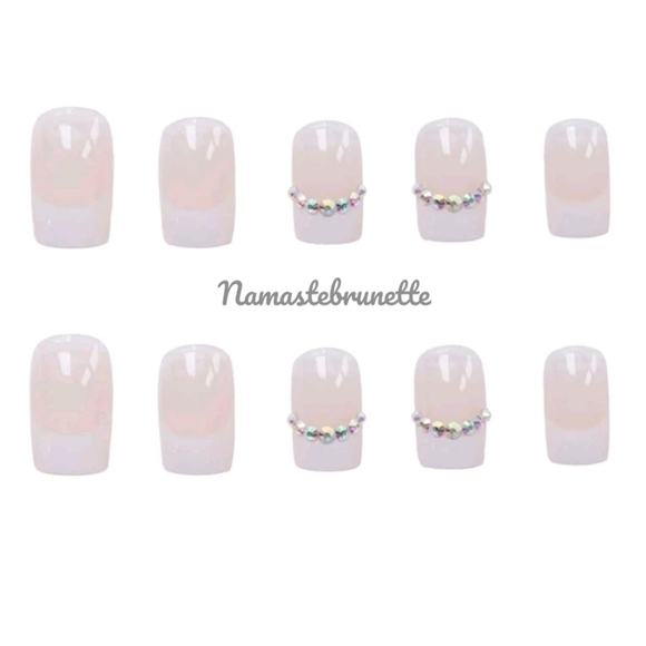 2/$16 Rhinestone French Manicure Press On Nails - Picture 6 of 11